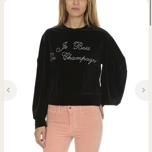 Misa Women  Large  Black Je Bois Du  Champagne Black Velvet Balloon Sleeve Top S